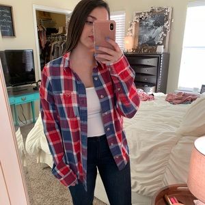 Red white and blue hollister flannel